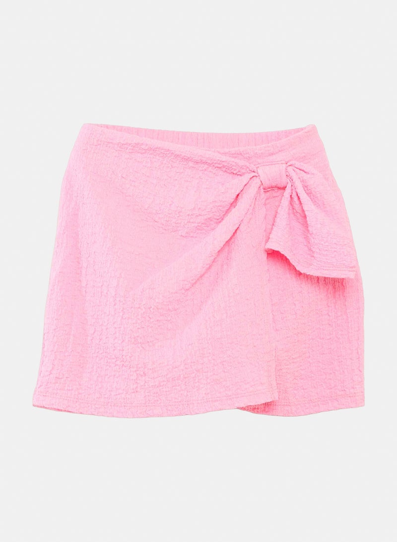 Kiabi Plain Short Skirt With Belt - Image 1